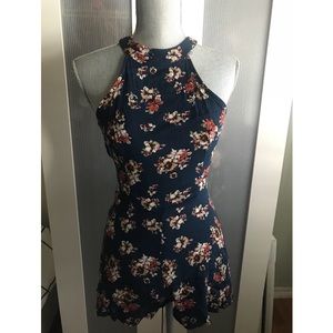 Floral backless romper